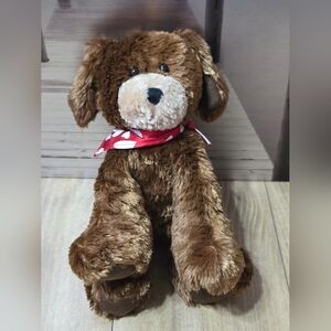 Gund Brown Plush Dog with Red Bandana